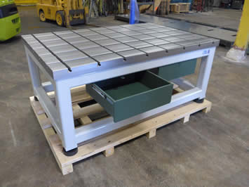 T-slot table with drawers